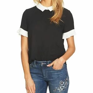 CeCe top black w/ white collar - size S